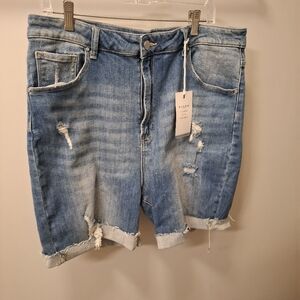 Risen Denim Shorts High Rise Women’s Distressed Size 2XL